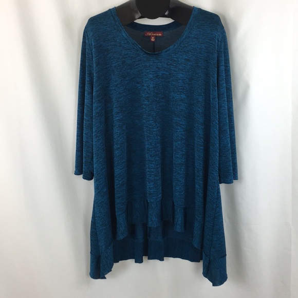 unknown Tops - High-low 3/4 Sleeve Semishear-ish Plus size Top 3x